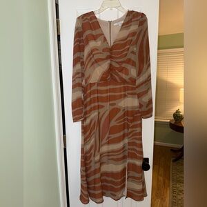 Santorelli Zebra Print Long Sleeve Dress